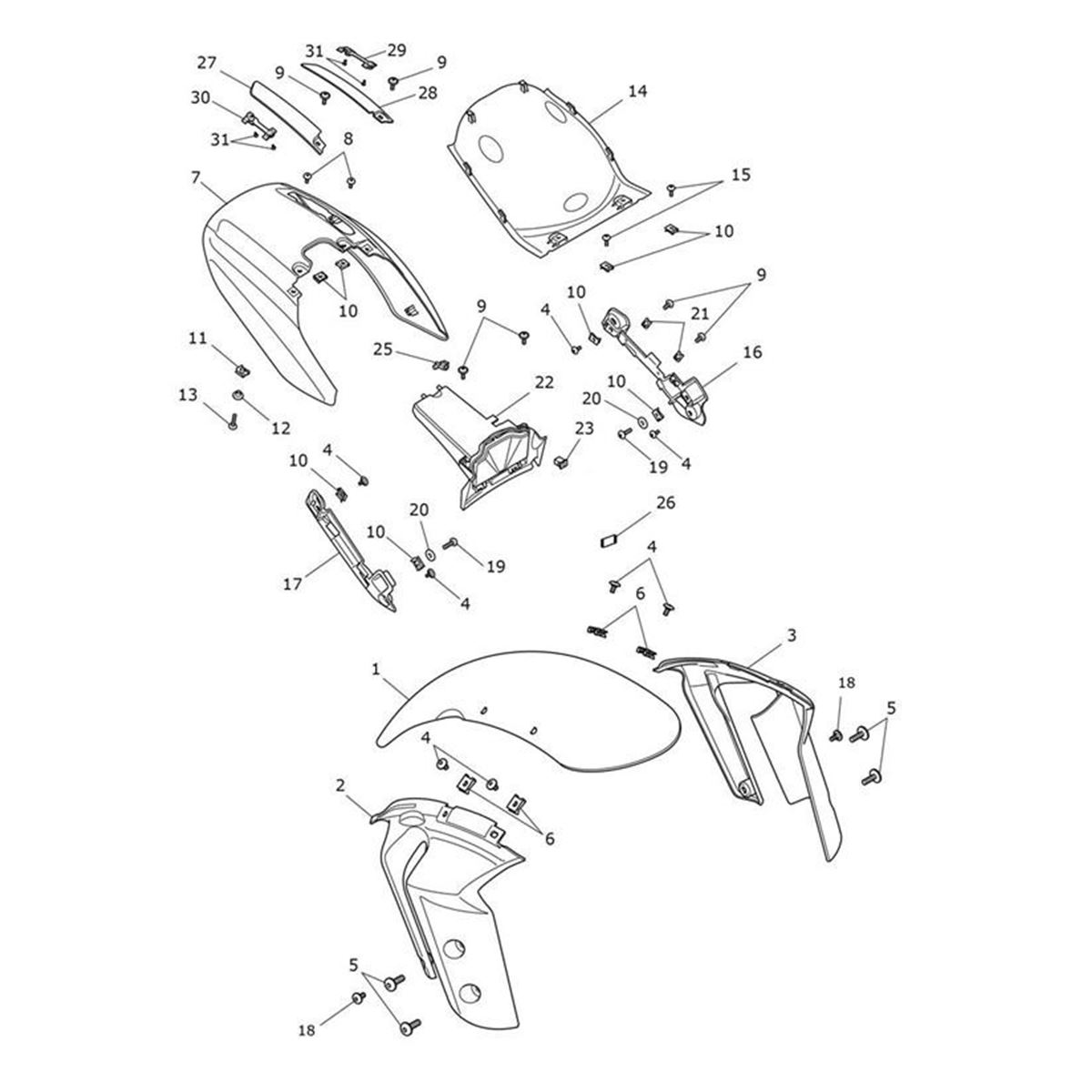 Bild von Bracket, Mudguard, Front, RH, Pntd