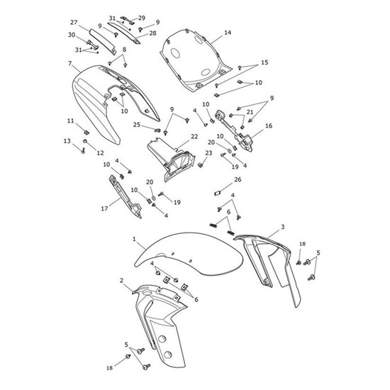 Bild von Bracket, Mudguard, Front, RH, Pntd