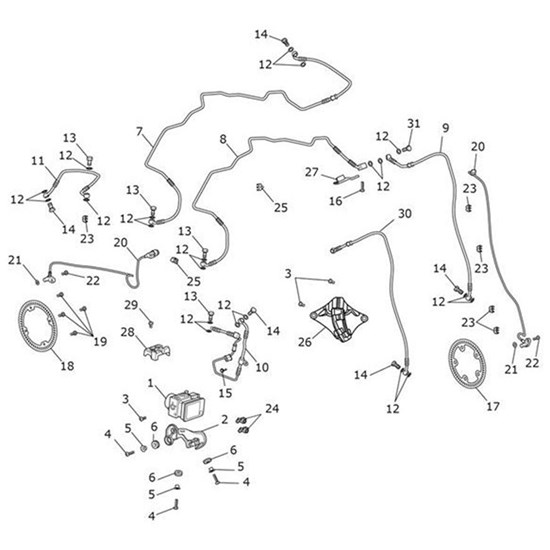 Bild von Brake Line, M/Cyl to Modulator, Front