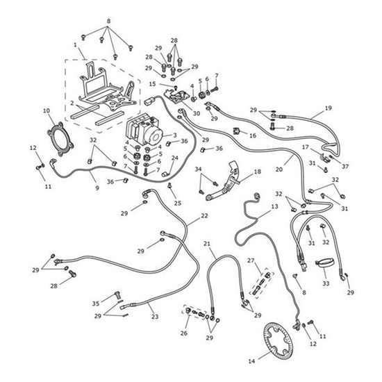 Bild von Brake Line, Modulator to Front M/Cyl