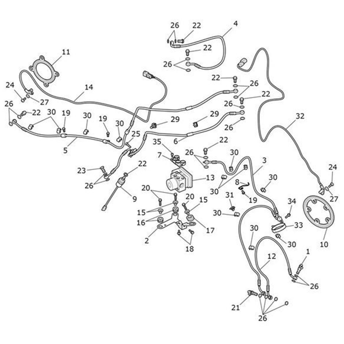 Bild von Brake Line, Rear M/Cyl to Modulator