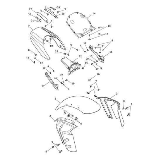 Bild von Carrier, Rear Mudguard, Mldg, RH