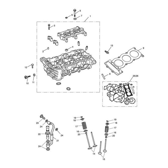 Bild von Cyl Head, 3 cyl, Machined, SAI