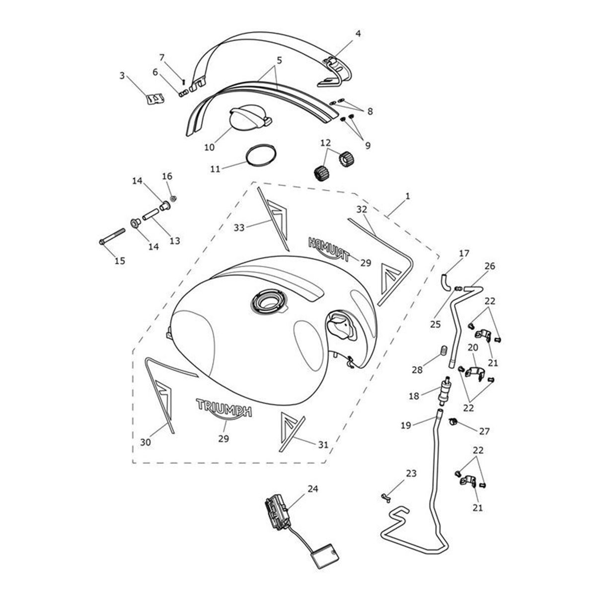 Bild von Decal, Fuel Tank, LH, Front, Phantom Black