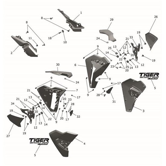 Bild von Decal, Rad Cowl, Slv/Red/Gold
