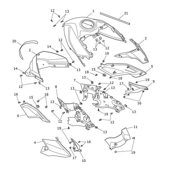 Bild von Fairing Upper, LH, Korosi Red