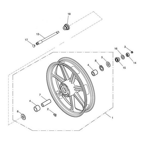 Bild von Front Wheel Assy, 17, Blk, Blue Stripe