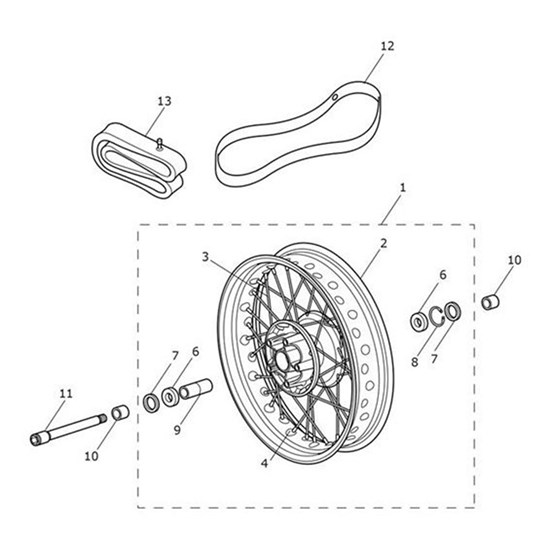 Bild von Front Wheel Assy, 17 x 3.5, Spoked