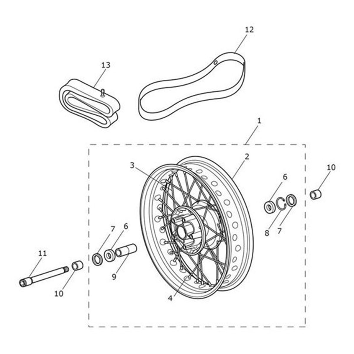 Bild von Front Wheel Assy, 17 x 3.5, Spoked