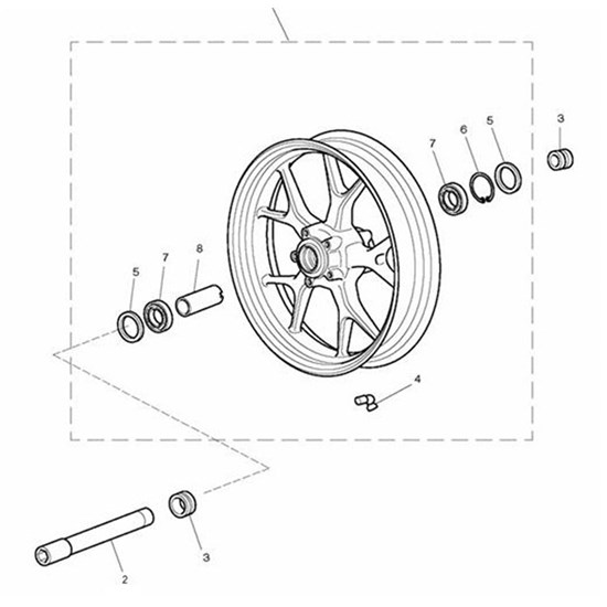 Bild von Front Wheel Assy, Neon Yellow Pinstripe