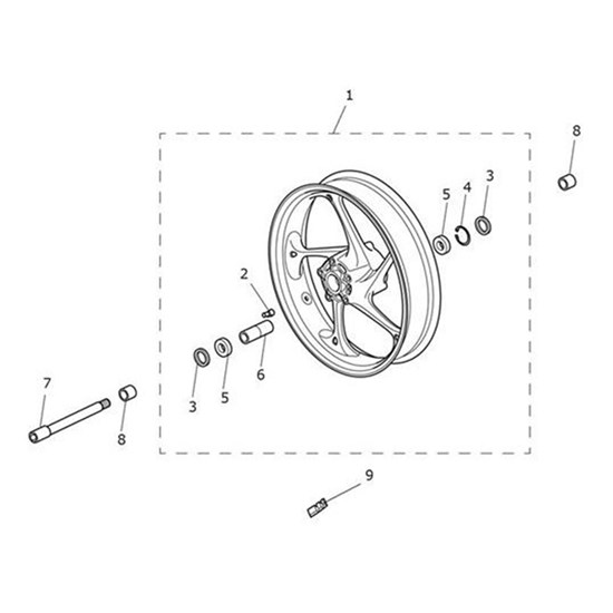 Bild von Front Wheel Assy, Red Pinstripe