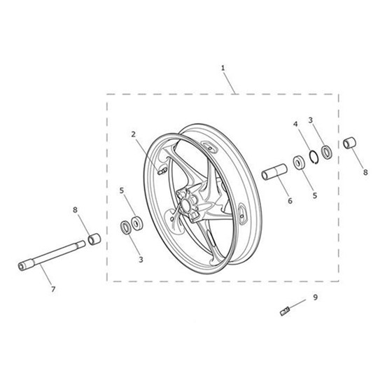 Bild von Front Wheel Assy, Red Stripe