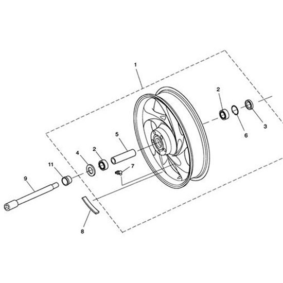 Bild von Front Wheel Assy, Silver Pinstripe