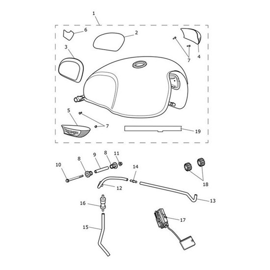 Bild von Fuel Tank Assembly, Chrome/Cobalt Blue