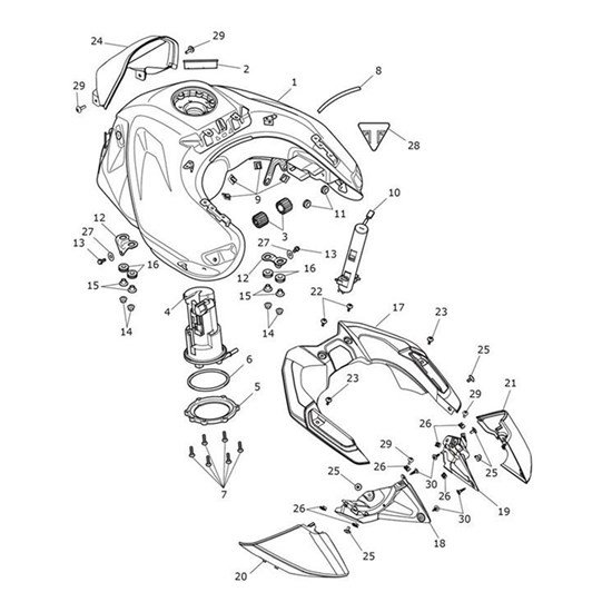 Bild von Fuel Tank Assembly, Graphite/Sapphire Blk