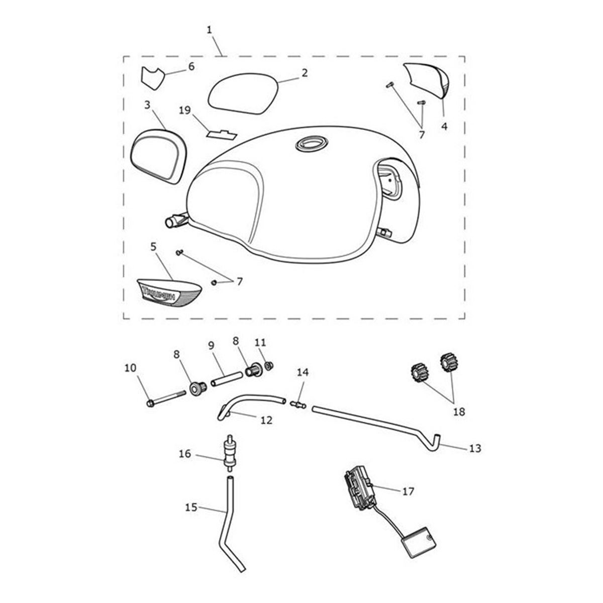 Bild von Fuel Tank Assembly, Sapphire Blue/Silver Blue