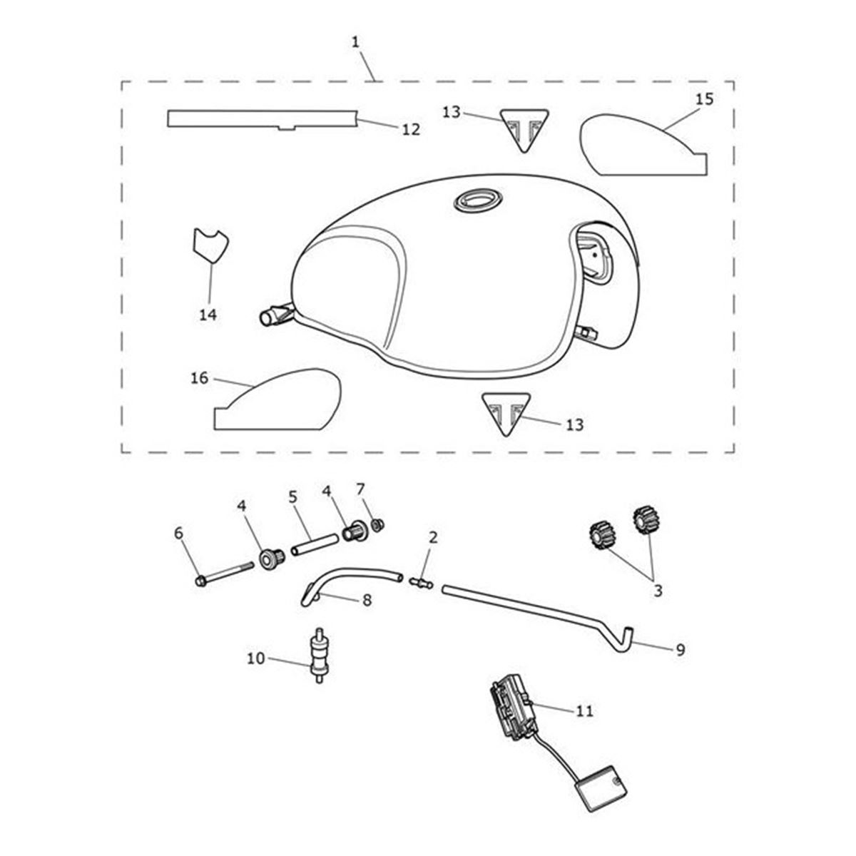 Bild von Fuel Tank Assy, Chrome/Red Hopper