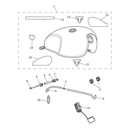 Bild von Fuel Tank Assy, Chrome/Red Hopper