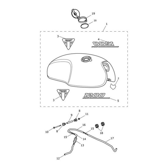 Bild von Fuel Tank Assy, Matt Ironstone/Matt Storm Grey