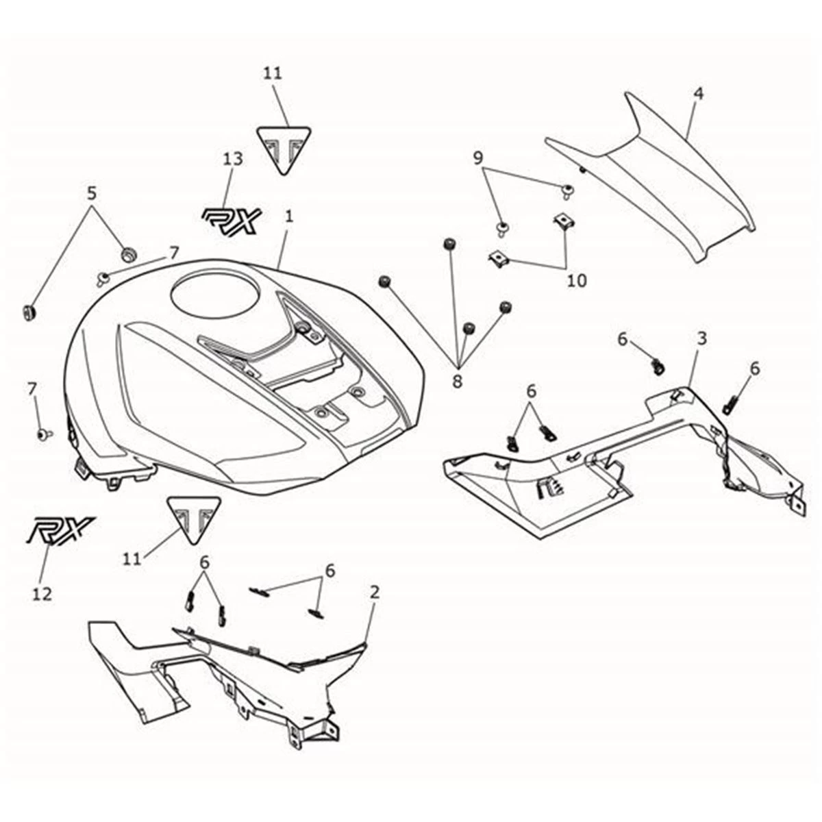 Bild von Fuel Tank Panel, Front, Matt Aluminium Silver