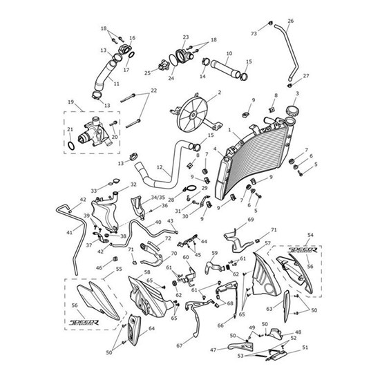 Bild von Hose, Cylinder Head to Radiator