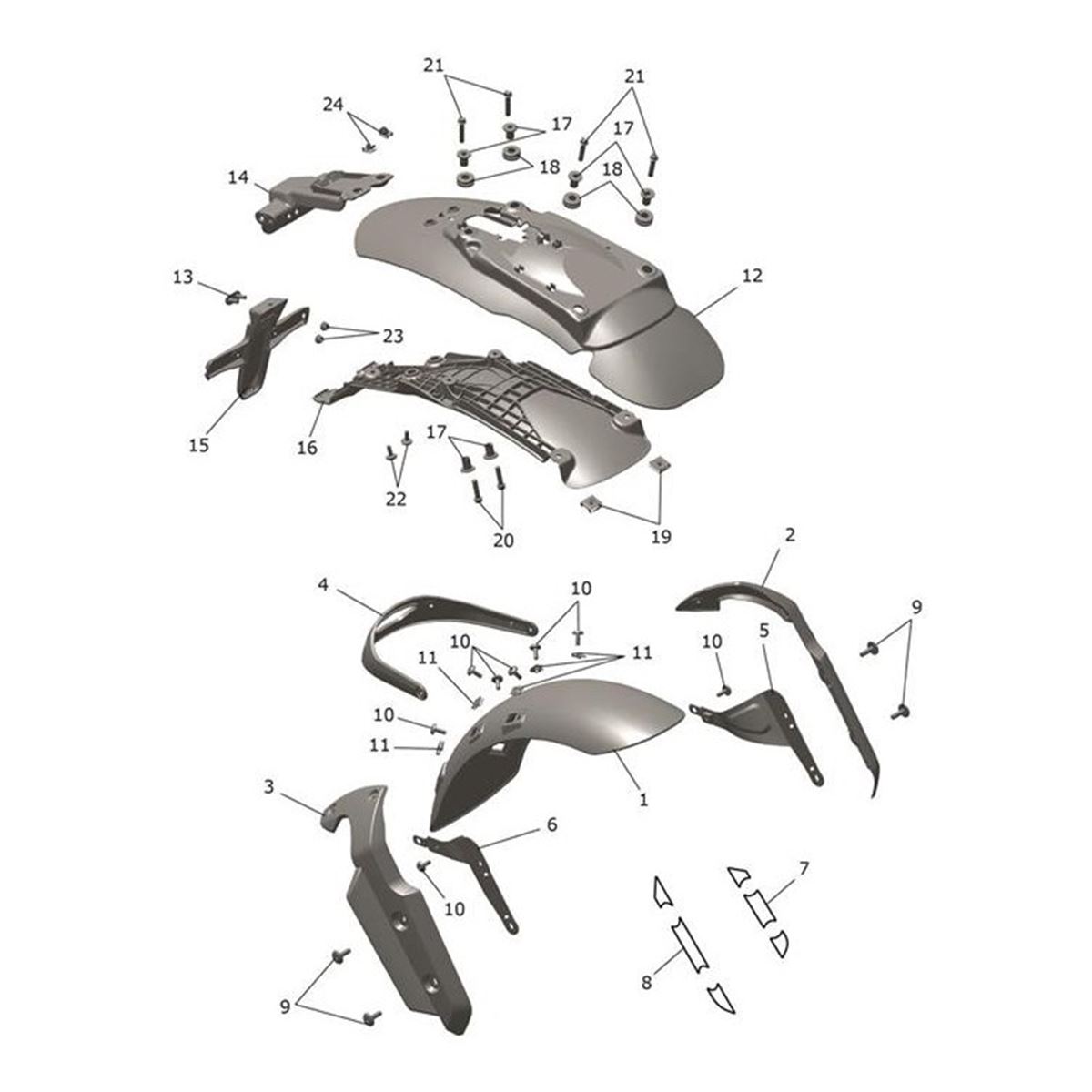Bild von Rear Mudguard, Matt Aluminium Slv