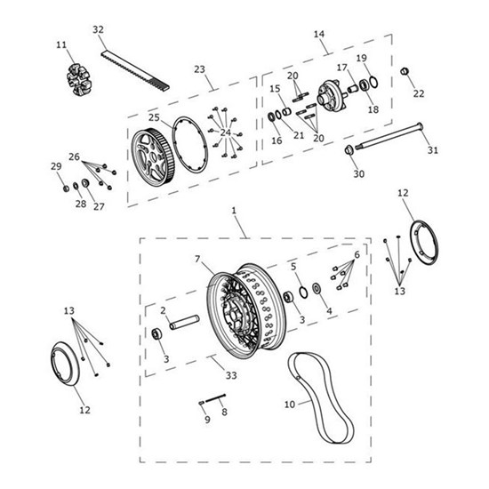 Bild von Rear Pulley 62T, 32mm Belt