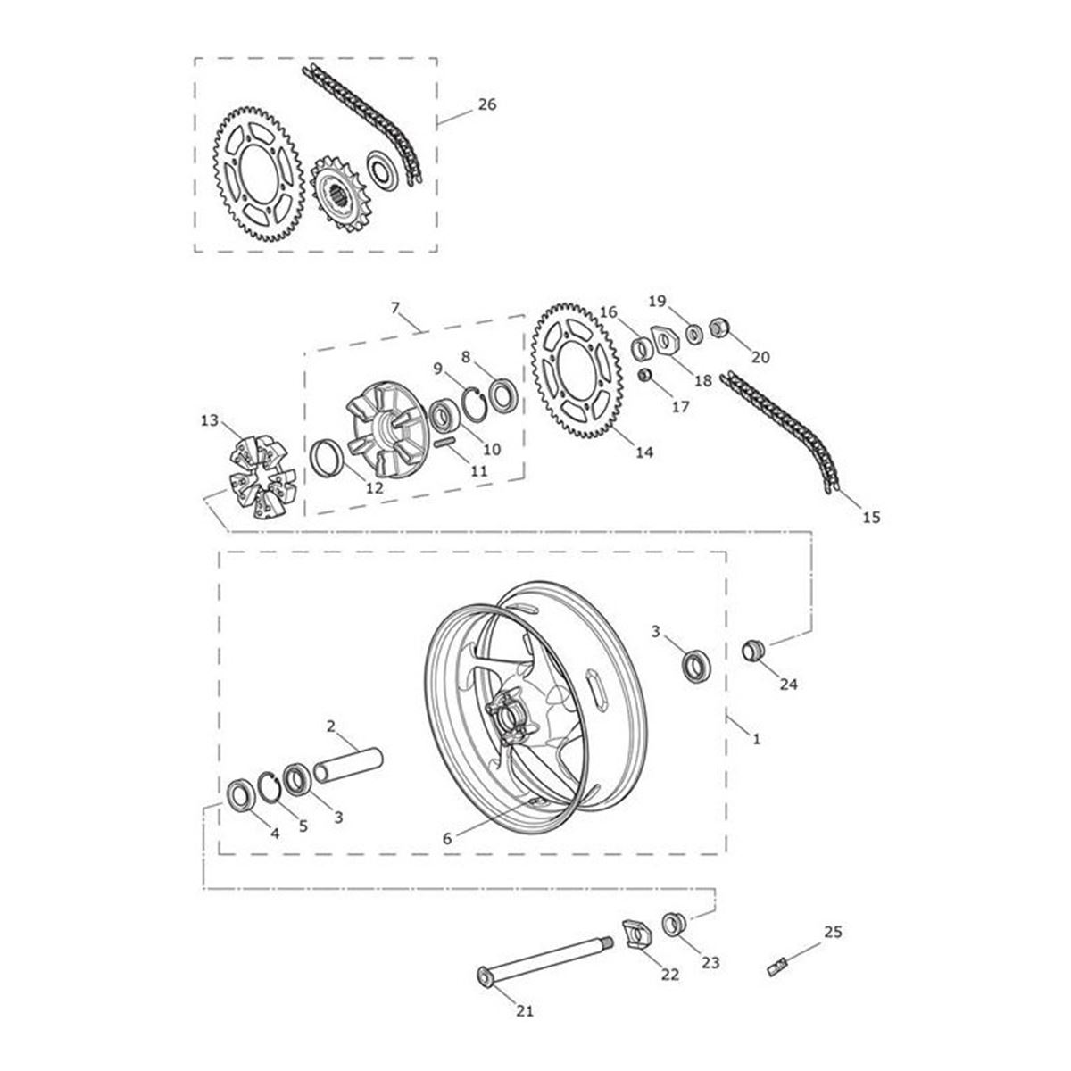 Bild von Rear Wheel Assembly, 17 x MT5.5