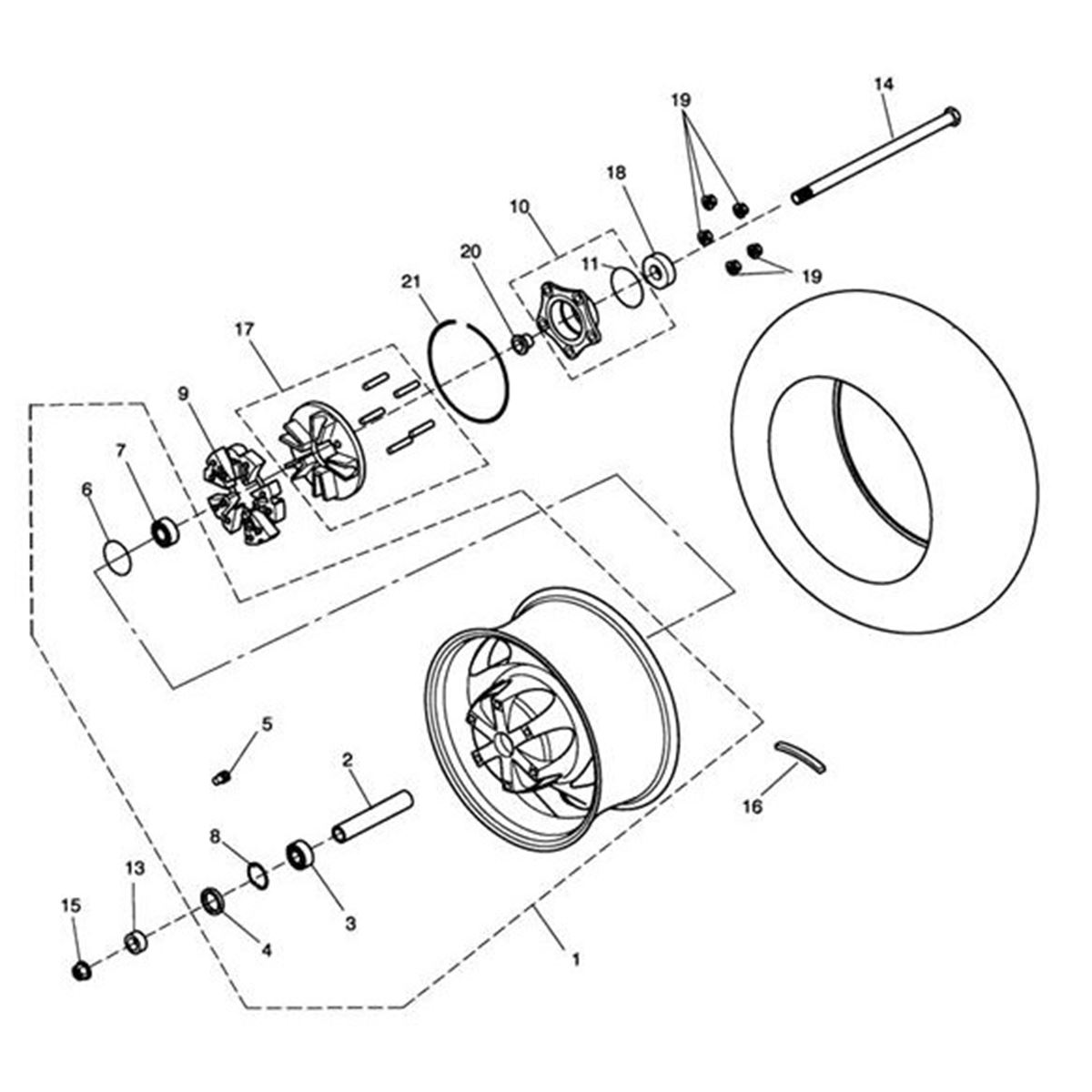 Bild von Rear Wheel Assembly, Silver Pinstripe