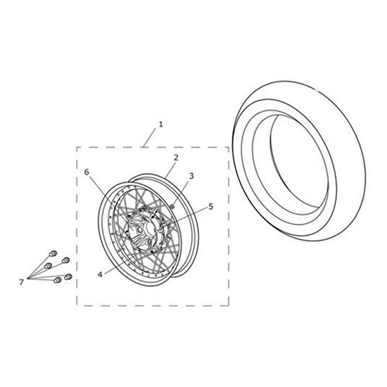 Bild von Rear Wheel Assembly, Spoked, 17 x 4.5