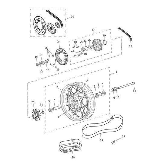Bild von Rear Wheel Assy, 16 x 3.5, Blk