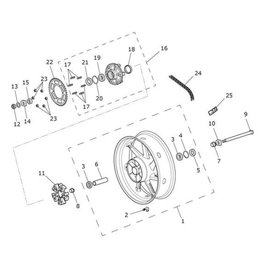 Bild von Rear Wheel Assy, 17 x 5, Spares