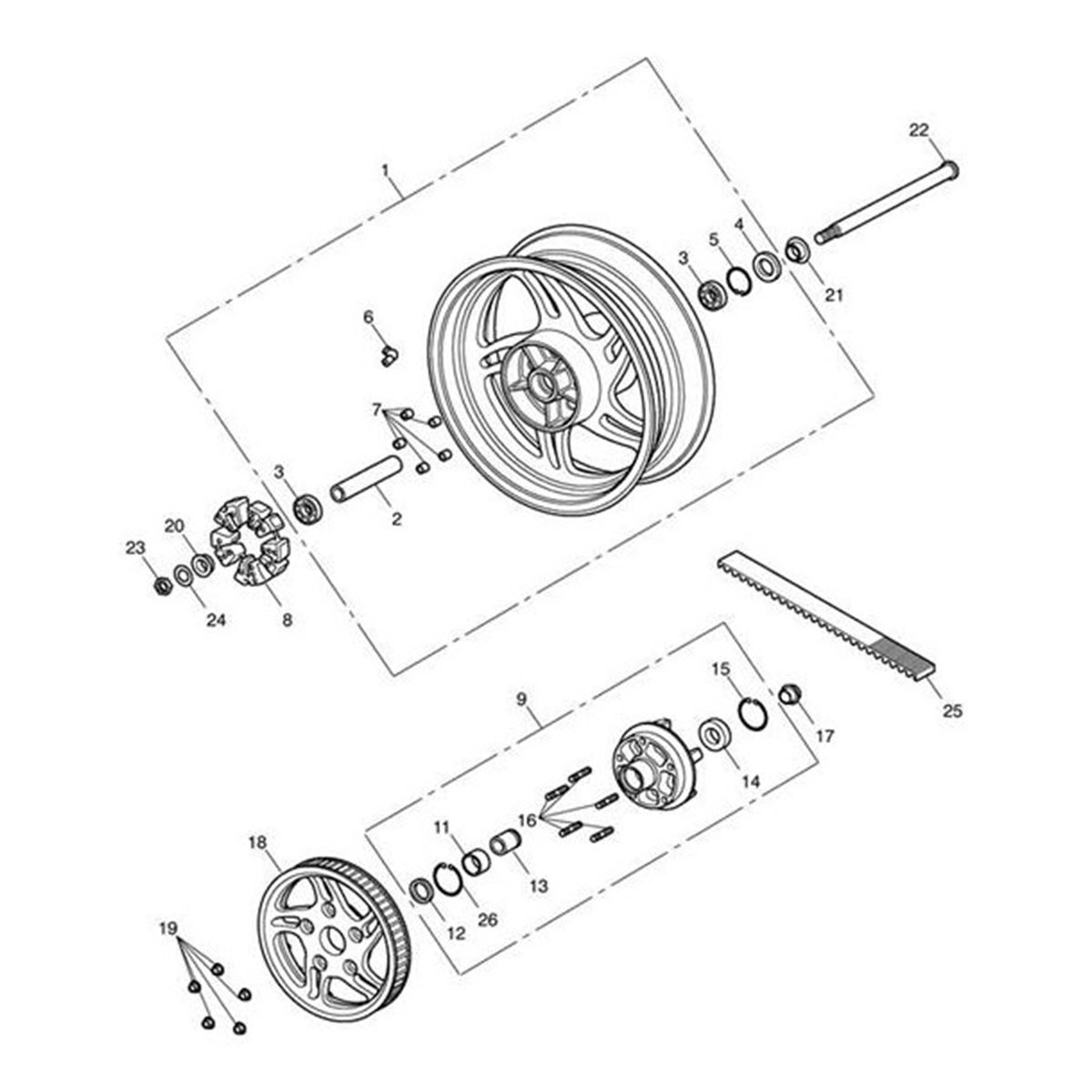 Bild von Rear Wheel Assy, Black