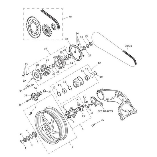 Bild von Rear Wheel Assy, Neon Yellow Pinstripe