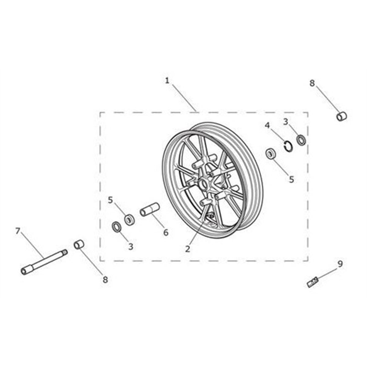 Bild von Wheel Assy, Front, White Pinstripe