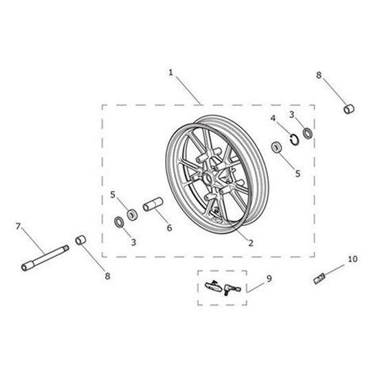 Bild von Wheel Assy, Front, Yellow Pinstripe