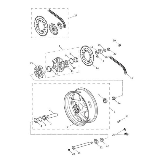 Bild von Wheel Assy, Rear, Blue Pinstripe